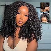 7x6 Burmese Curly Glueless Wigs Human Hair Pre Plucked Pre Cut 250% Density Drawstring Wig Human Hair 7x6 HD Lace Front Wigs Human Hair for Black Women Wear and Go Glueless Wig Natural Color 16inch