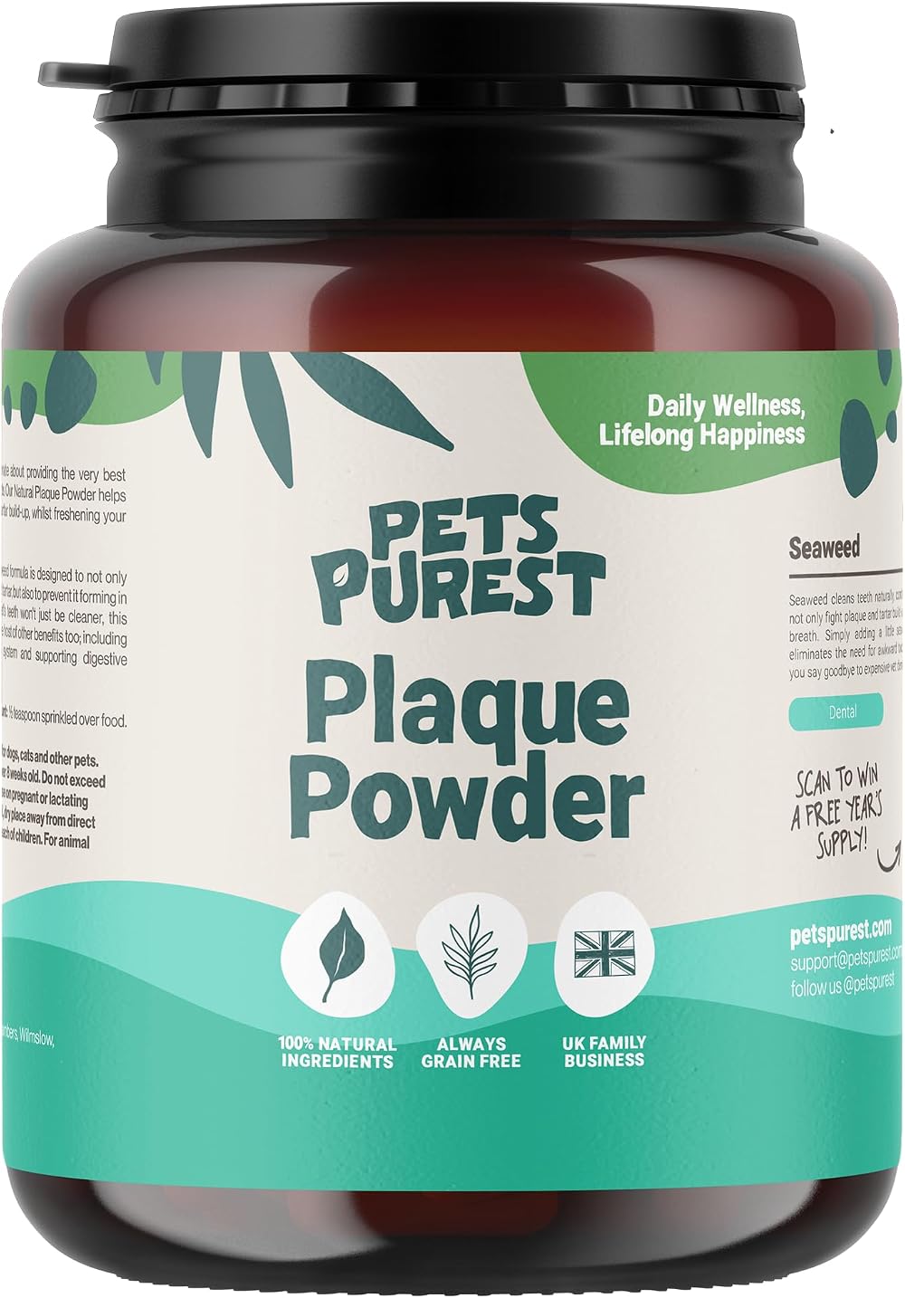 Pets Purest Plaque Off Powder 185g Natural Dental Care for Pets