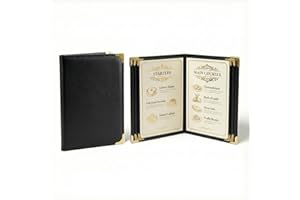 GLIMVILO Restaurant Menu Covers 8.5 x 11 – 2 Pack Menu Holder, 4 Page 8 View Faux Leather Menu Book with Clear PVC Sleeves | Waterproof & Durable for Restaurant, Bar, Café, Hotel
