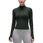 CRZ YOGA Butterluxe Waist Length Jackets for Women - Full Zip Athletic Track Tops with Thumb Holes Pockets