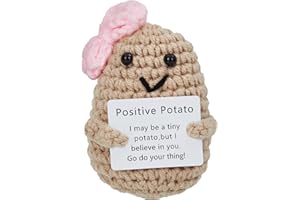 HonKuaDL Mini Cute Funny Positive Potato, Emotional Support Potato Gifts, Emotional Encouragement Card for Cheer Up Gifts and Party Decorations Doll for Office Home Decoration (Beige Potato)