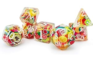 Bescon Fruit Polyhedral Dice Set, Novelty RPG Dice Set of 7