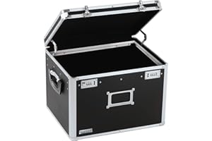 Vaultz Portable File Box - 17.5 x 14 x 12.5 Inch Legal/Letter Size Storage Box with Dual-Combination Locking for Document Filing and Organization,Black