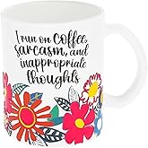 Pavilion Gift Company- Coffee & Sarcasm - 18 oz Glass Mug Humor Coffee Caffeine Coffee Tea Cup Mug Friend Gift Kitchenware