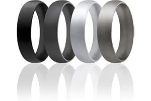 ROQ Silicone Rubber Wedding Ring for Men & Women, Comfort Fit, Men & Women's Wedding Band, Breathable Unisex Rubber Engagement Band, Dome Solid Thin, Multi Packs, Multi Colors