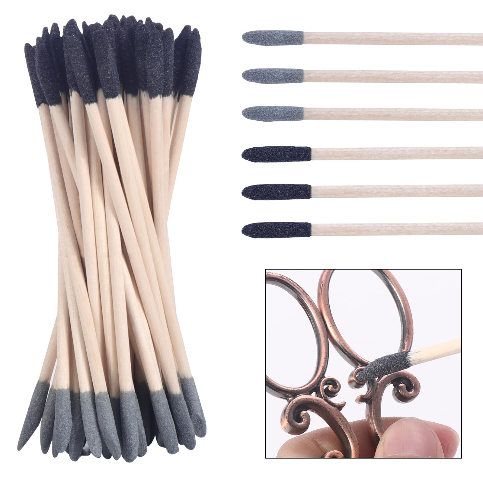 WiMas 50 Pack Sanding Sticks Double End Matchsticks 150/280 Grit Sanding Twigs Slanted Sanding Tool Fine Detailing Polishing Tool for Model Gundam Building Wood Crafts Nail Art Polishing