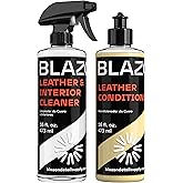 BLAZON Leather & Interior Cleaner + Leather Conditioner COMBO- All-in-one Kit- full car interior cleaner and revitalizing leather conditioner- Auto, Home, Office, Apparel & more