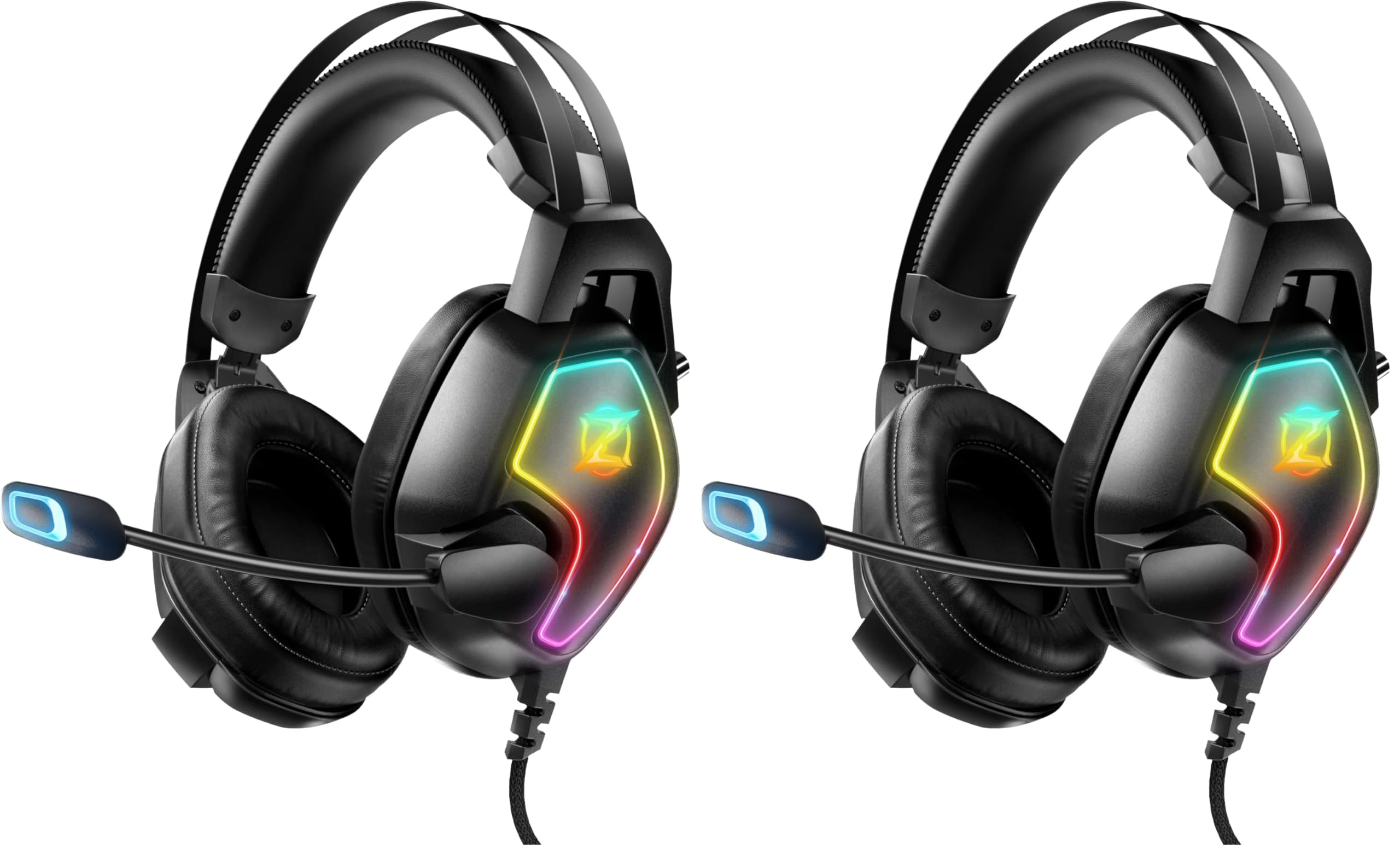 Ozeino Gaming Headset for Xbox One Series X/S Ps5, Ps4, PC Switch, Noise Canceling Headphones with Microphone, 3.5mm Audio Jack, Auto-Adjust Headband (Pack of 2)