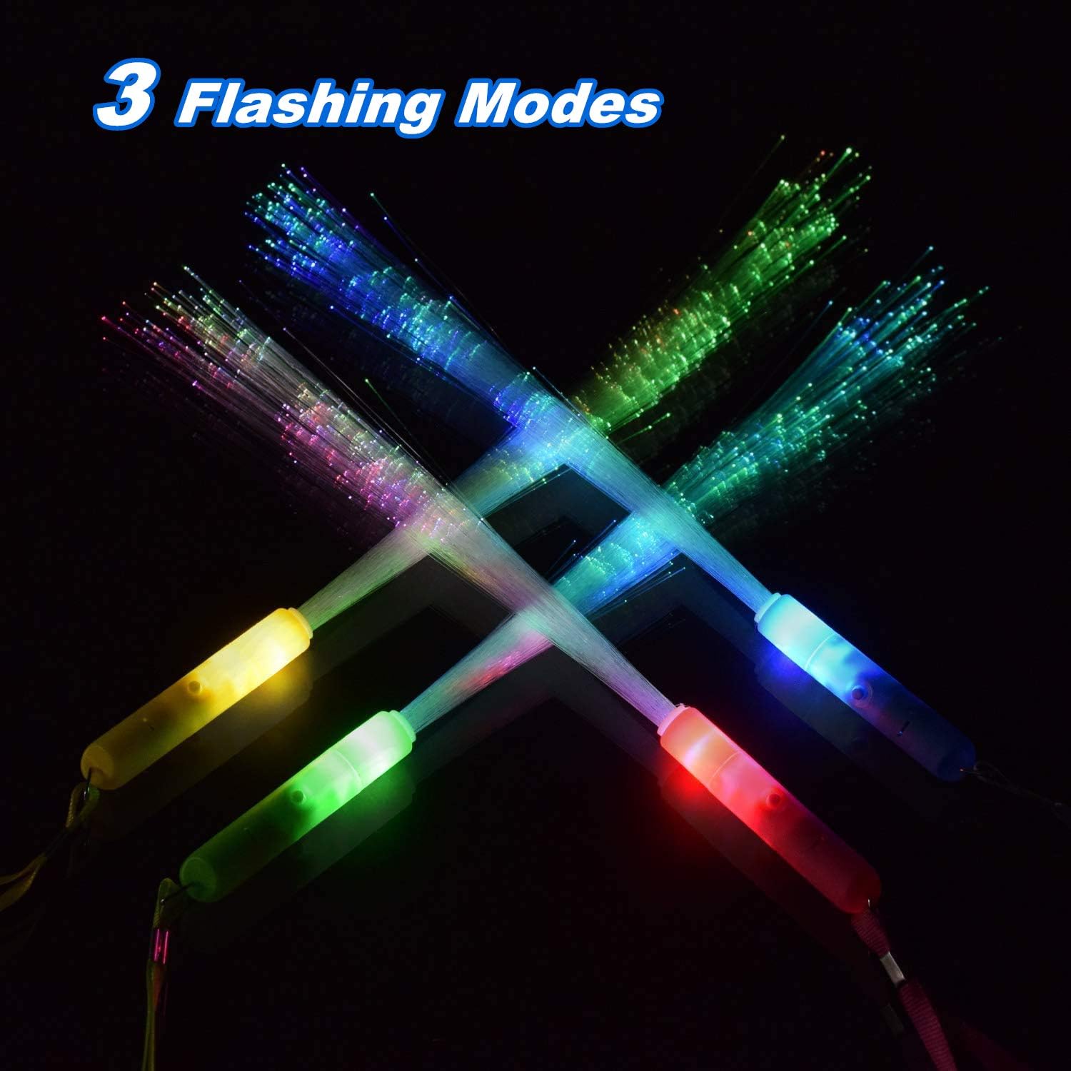 12pcs Light Up Glow Sticks, Party Favors with 3 Modes Colorful Flashing Fibre Optic Lights - Image 4