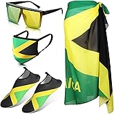 Yahenda 4 Pcs Jamaica Swimsuits for Women Set Include Water Shoes, Mask Sunglasses