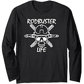 Rodbuster Life - Union Ironworker Rebar Rod Buster Skull Long Sleeve T-Shirt