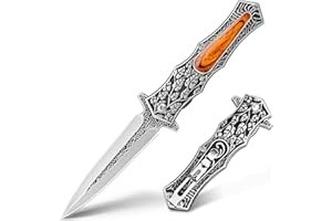 VALHALLA PASTOR Pocket Knife, 3.7'' Folding Knife with 3D Retro Embossed Pattern, Pocket Knife For Men, Liner Lock, Cool EDC Knives, Gift for men