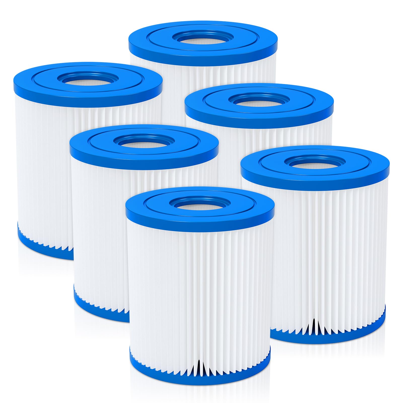 Photo 1 of Future Way 6-Pack Type H Pool Filter Cartridge Replacement for Intex 330 GPH Filter Pump for Above Ground Pools, Replace Type H, 29007E