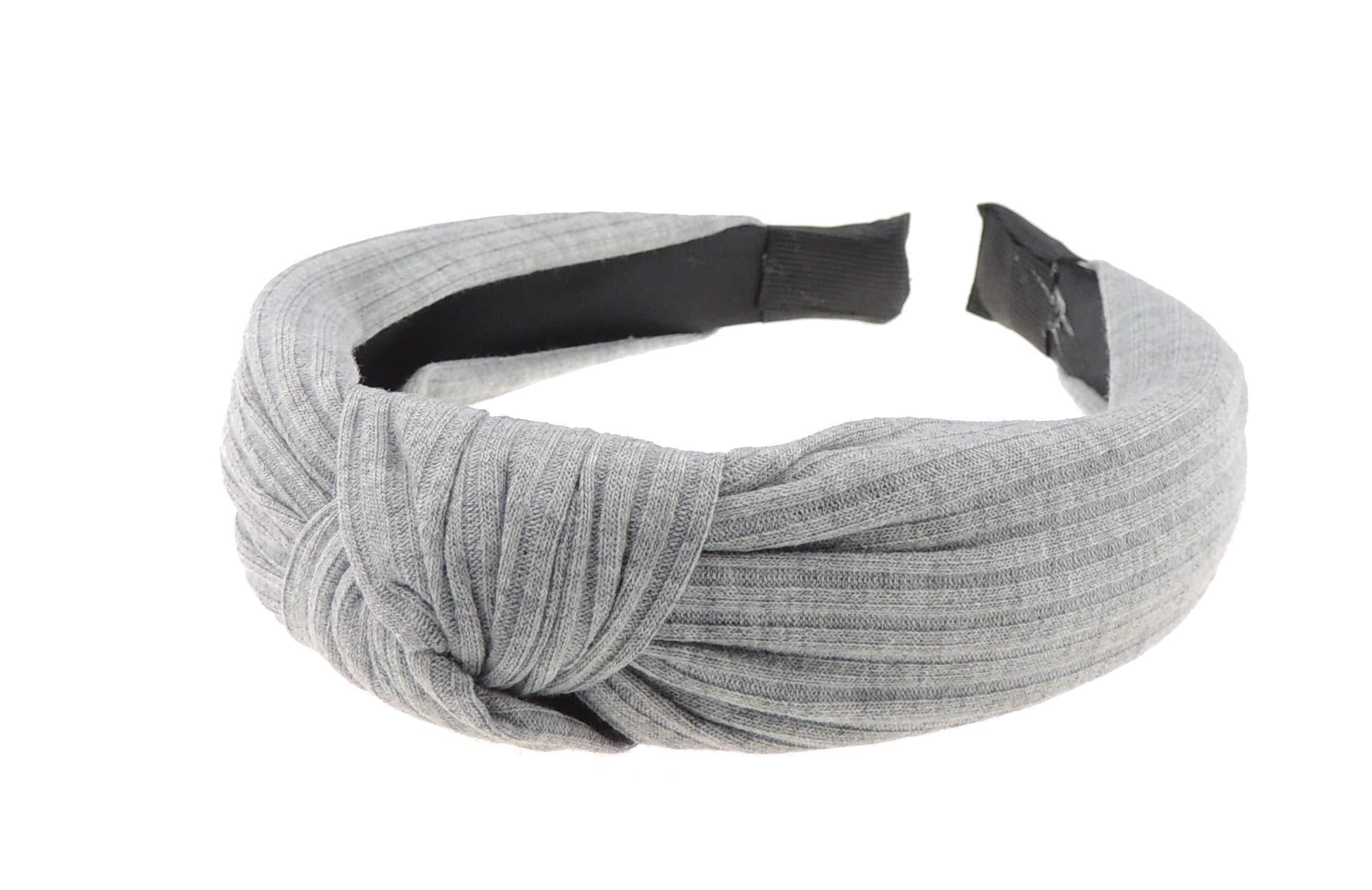 Glamour Girlz Ladies Girls Soft Ribbed Jersey Top Knot Headband Alice Band Grey