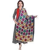 themilestocks Woman's Embroidered Chiffon Garba Dupatta Navratri Wrap Indian Bridal Wedding Phulkari Stole