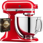 KitchenAid Artisan Series 5 Quart Tilt Head Stand Mixer with Pouring Shield KSM150PS, Cherry Tomato Bundle with Deco Essentia
