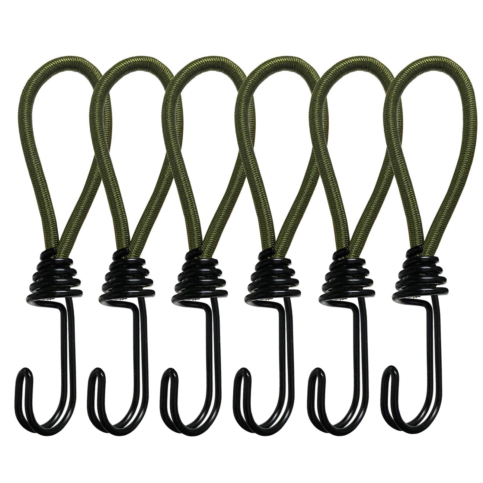 SyiXute 6 Pcs Elastic Bungee Rope with Hooks,Metal Shock Cord Hooks for Camping Luggage Roof Racks Transport Locking Load Securing