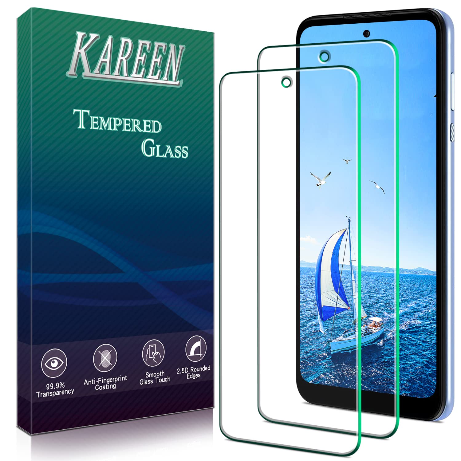 Photo 1 of KAREEN (2 Pack) Designed for Motorola Moto G Power 2022 Tempered Glass Screen Protector, Anti Scratch, Bubble Free, 9H Hardness