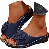 Orthopedic Wedge Sandals for Women 2026 Arch Support Leather Open Toe Boho Slippers for Spring Summer Beach Dressy Casual Platform Shoes