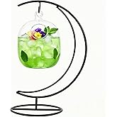 Cabilock Creative Cocktail Glass Bottle Glasses with Wrought Iron Stand, Clear Wine Beverage Hanging Rack, Bar Drink Cup ware for KTV Home Bar