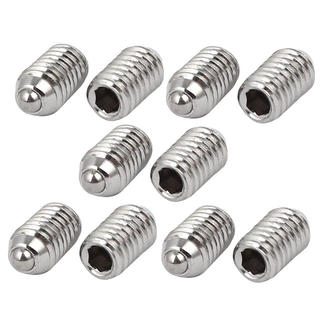 Sourcingmap M6x10mm 304 Stainless Steel Spring Hex Socket Ball Point Grub Set Screws 10pcs