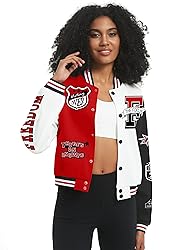 COZYPOIN Women Varsity Jacket Print Cropped Color