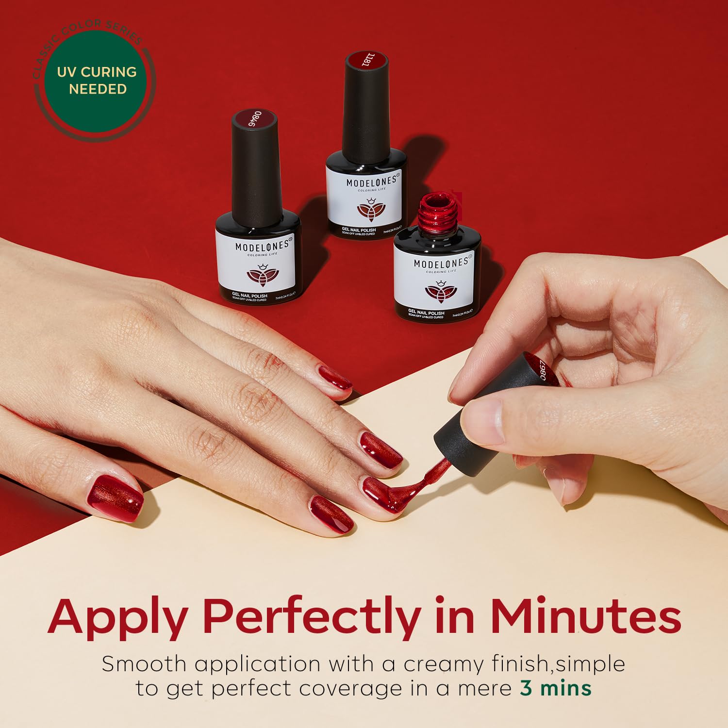 modelones 6 Colors Christmas Gel Nail Polish Set, Winter Red Glitter Dark Green White Gold Silver New Year Gel Polish Kit Soak Off Nail Art Manicure Home Gift for Women Girls - Image 9