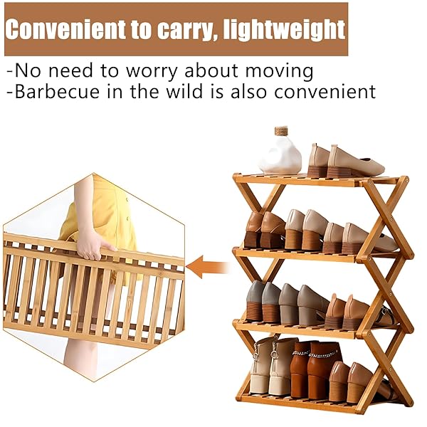 JESSIE BAMBOO SHOE RACK,FREE STANDING SHOE RACK FOR CLOSET,PORTABLE FOLDING SHOE STORAGE RACK, SPACE SAVING,SHOE SHELF FOR BEDROOM ENTRYWAY HALLWAY CLOSET LIVING ROOM (PRIMARY-3 TIER)