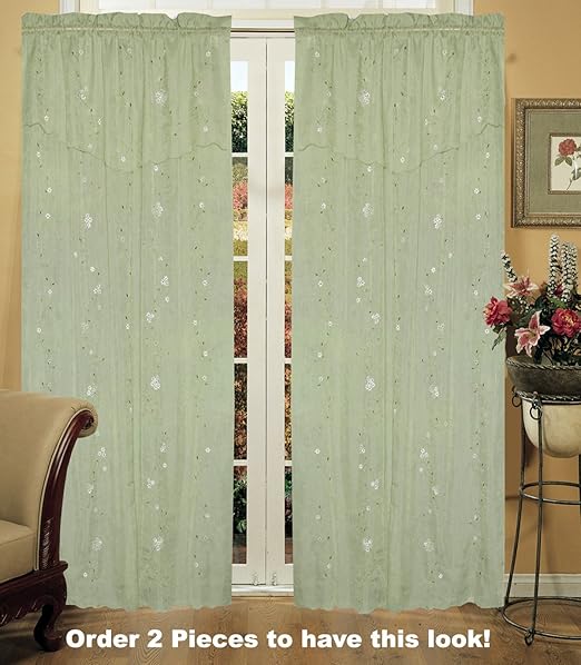 Amazon Com Creative Linens Daisy Embroidered Floral Window