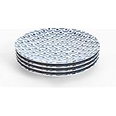 TervisHome Melamine Dinner Plates - Set of 4 | MediterraBlue Collection | Durable Stoneware-like Quality, Dishwasher Safe, Perfect for Indoor and Outdoor Use