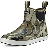 TIDEWE Deck Boots for Men, Waterproof Fishing Boots, Slip On Neoprene Rubber Ankle Rain Boots for Boating (Black Orange, Light Grey & Grey Brown, Size 7-14)
