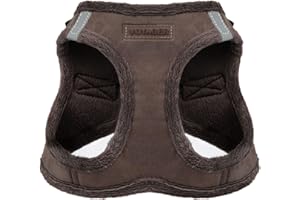 Best Pet Supplies - All Weather Mesh/Plush, Reflective, No Pull Harness for Small, Medium Dogs, Cats - Secure with Hook & Loop Fastener, Buckle, Double D-Rings - Chocolate Suede, L