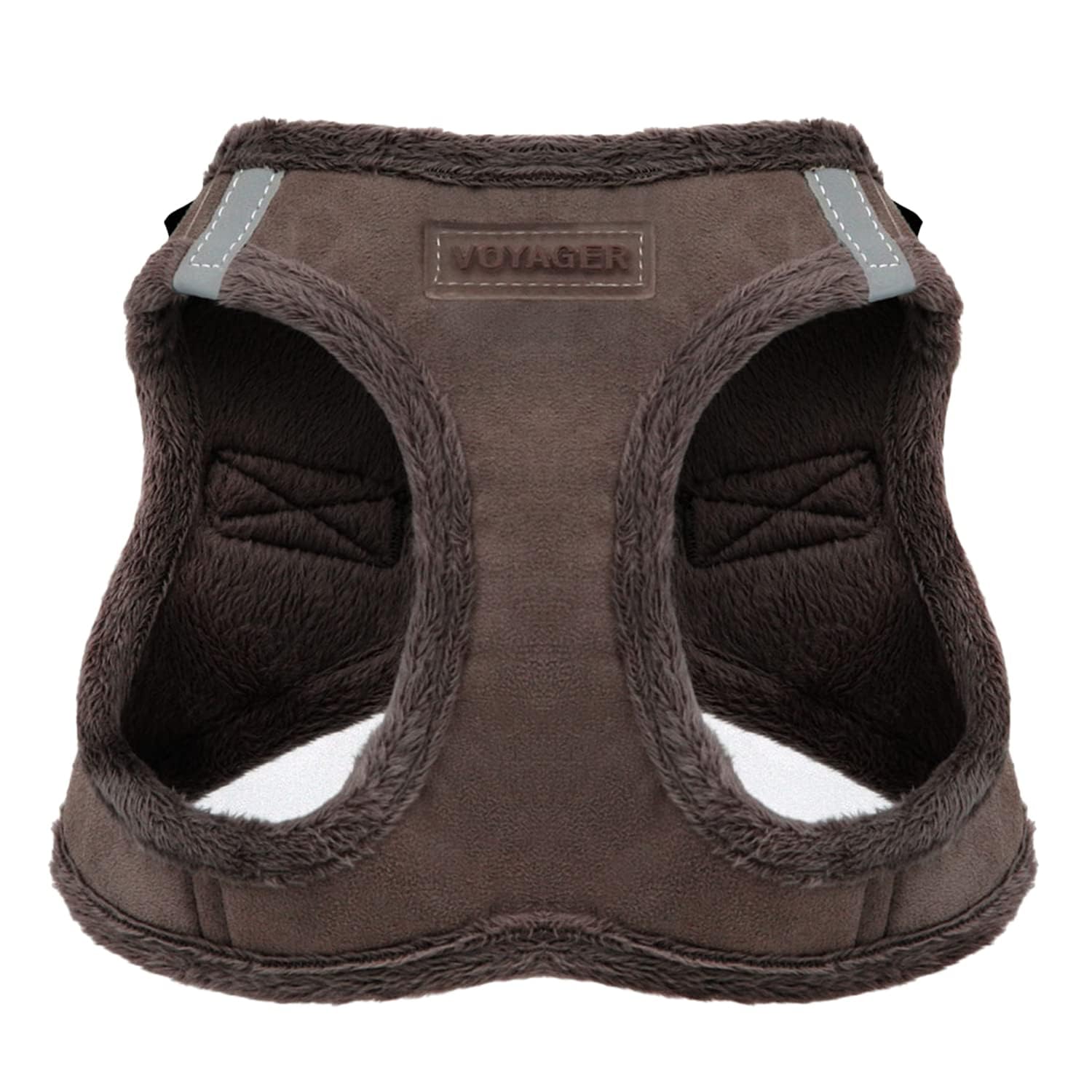 Photo 1 of Best Pet Supplies - All Weather Plush, Reflective, No Pull Harness for Small, Medium Dogs, Cats - Secure with Hook & Loop Fastener, Buckle, Double D-Rings - Chocolate Suede, M