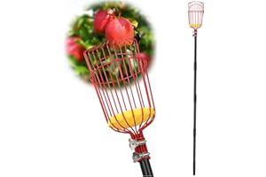 RDSXIVE Fruit Picker Pole with Basket Telescoping, 7Ft Adjustable Fruit Picker Tool with Fruit Picker Basket, Apple Picker Pole for Citrus Peach Pear Cherry Fig Avocado Mango, Fruit Grabber for Harvesting