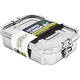 WG inc Stainless Steel Bento Box, Food Storage Containers 2.5 Cups, Salads or One Meal Tiffin, Small Bento Lunchbox, Easy to open secure clips, Durable, Dishwasher Safe & BPA-Free