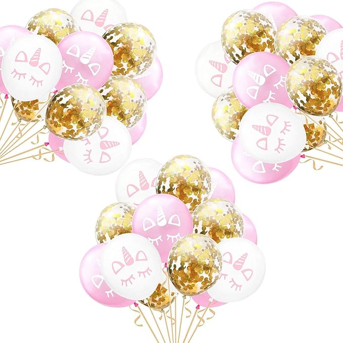 Einhorn Konfetti Luftballon,15 Stück Rose Gold Konfetti Ballon Party Dekoration für Kinder Geburtstag Feier Jubiläum JGA Unic