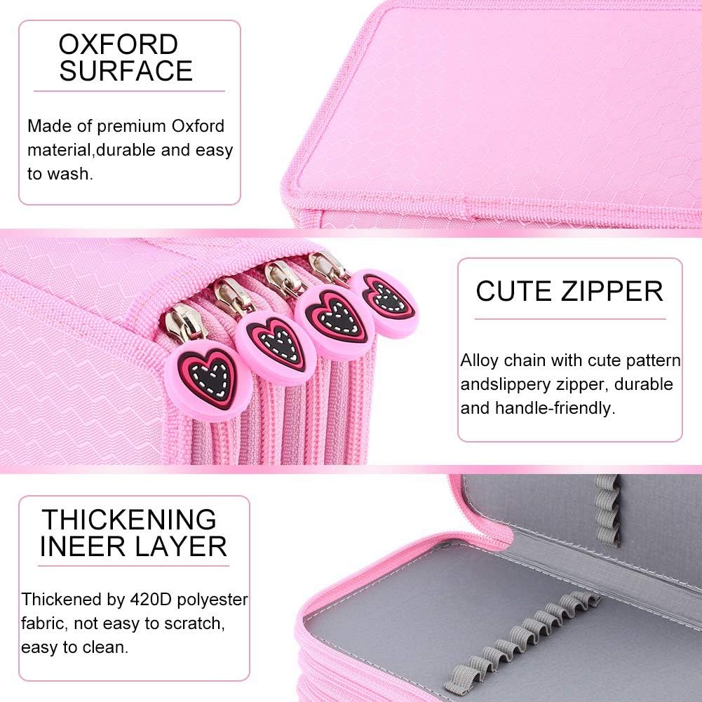 Yosoo Oxford Multi-Layer Pencil Folder for 72 Pencils Make-up Brush Bag Pencil Organiser Stationary Pencil Bag with Large Capacity - Image 4