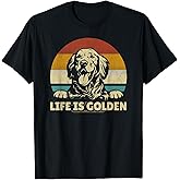 Golden Retriever Dog Life is Golden Retro Vintage T-Shirt Small