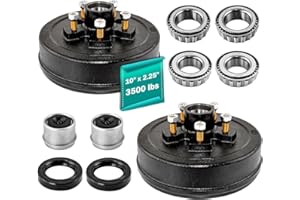 JADODE 10" x 2-1/4" Trailer Brake Drum Kit 5 on 4.5 with 5 Bolt 1/2"-20 L68149/L44649 Heavy Duty Trailer Hub Drum kits for 3500 lbs,008-247-05, 84546,22001K