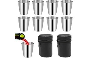 Stainless Steel Shot Glasses 8 PCS Shot Cups Glass Unbreakable Schnapps Cup Portable Mini Camping Wine Drinking Glasses Mug w