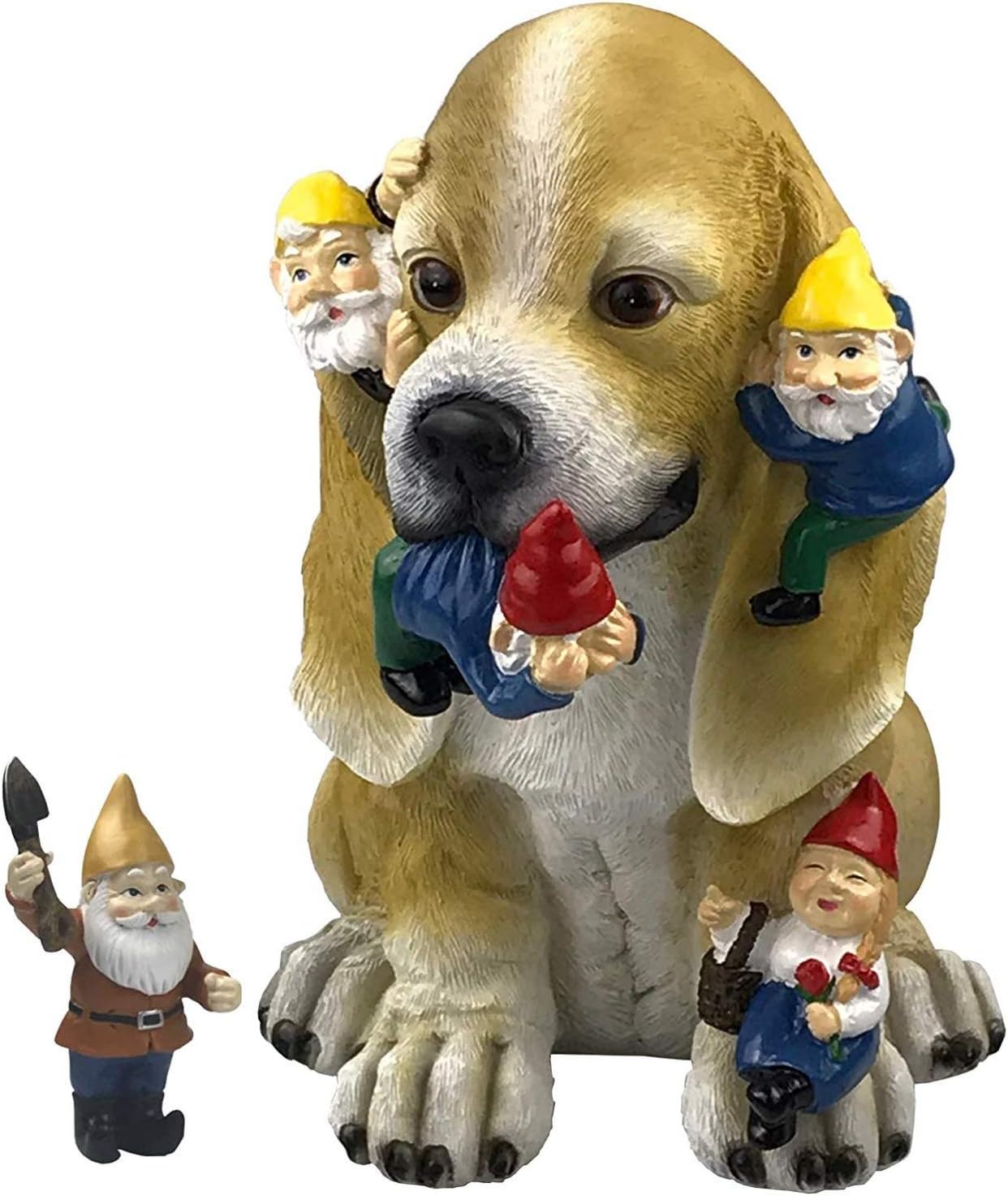 Amazon Com By Mark Margot Dog Gnome Statue Garden Figurine Massacre Best Art Decor For Indoor Outdoor Home Or Office Garden Outdoor