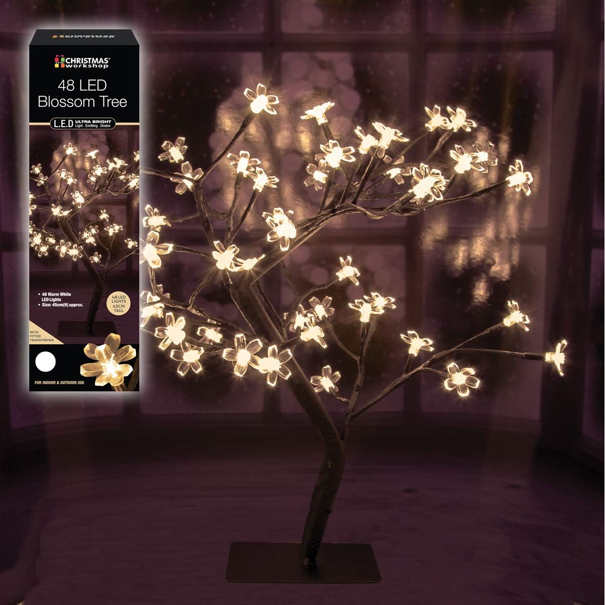The Christmas Workshop 76460 45cm Blossom Tree / 48 Warm White LEDs/Mains Operated/Steady On, 45 cm