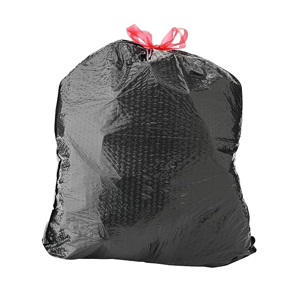 AMAZON BASICS FLEXTRA MULTIPURPOSE DRAWSTRING TRASH BAGS, 30 GALLON, 50 COUNT, TEAR RESISTANT