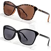 SKYOLUY Premium Bifocal Reading Sunglasses for Women, Retro Cateye Sun Readers UV400 Protection, Classic Shades Black & Tortoise (1 Black & 1 Tortoise, 2.50)