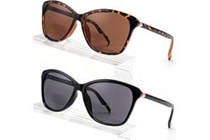 SKYOLUY Superior Bifocal Reading Sunglasses for Women, Retro Cateye Sun Readers UV400 Protection, Classic Shades Black & Tortoise (1 Black & 1 Tortoise, 2.50)