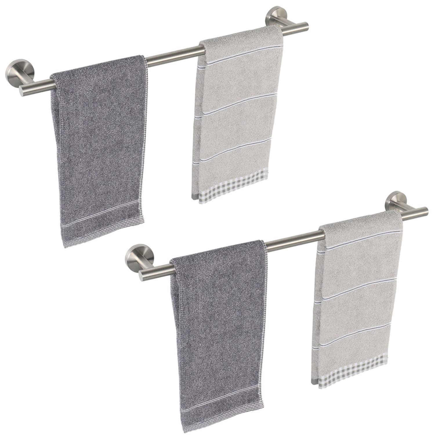 Photo 1 of TocTen Bath Towel Bar - 2 Pack Thicken SUS304 Stainless Steel Towel Rack for Bathroom, Bathroom Hardware Accessories Towel Rod Heavy Duty Wall Mounted Towel Holder (24 Inch, Brushed Nickel)