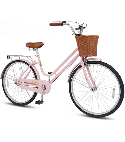 rose gold womens bicycle Amazon.com: GYMAX Beach Cruiser Bike for Adults, 24/26 Inch Commuter for Women with Rattan Basket, Ergonomic Low Step-Through Frame, Rear Rack & Adjustable Seat, City Bike Cruiser Bicycle (24 inch,Beige) Abel Reels Vaya it has color spin-combos Color:Beige Flowers