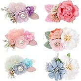 6Pcs Flower Clips Set Hair Accessories for Little Girls, Floral Hair Bow for Baby Toddlers Teen Girls Gifts (Flower Style-E)