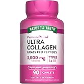 Nature's Truth Collagen Peptides | 90 Caplets | Type 1 and 3 with Vitamin C | Grass Fed, Non-GMO &amp; Gluten Free Supplement