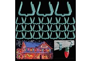 CXLHO 50 Pieces Christmas Light Clips Hanger Hooks, 1.62" Fascia Clips Green, Plastic Holiday Deck Light Clips for Outside String Lights Weatherproof for Christmas Decoration Xmas Roof Gutter Eave